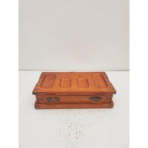 Vintage Gunther Mele 1970's wooden jewelry box. Jewellery with drawer . Vintage